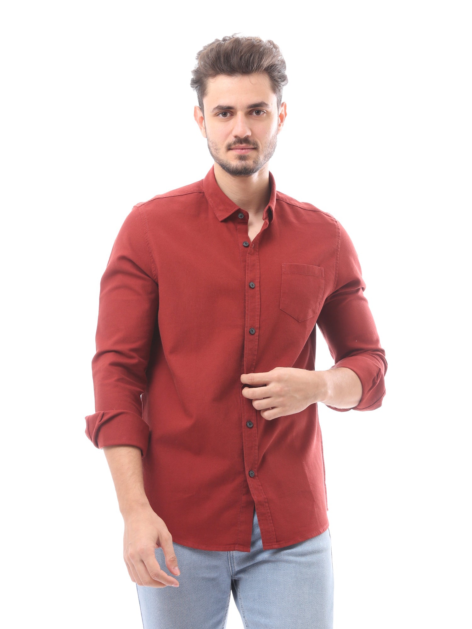 Chemise pour homme à manches longues avec poche poitrine - FSH23APCR19813TM1