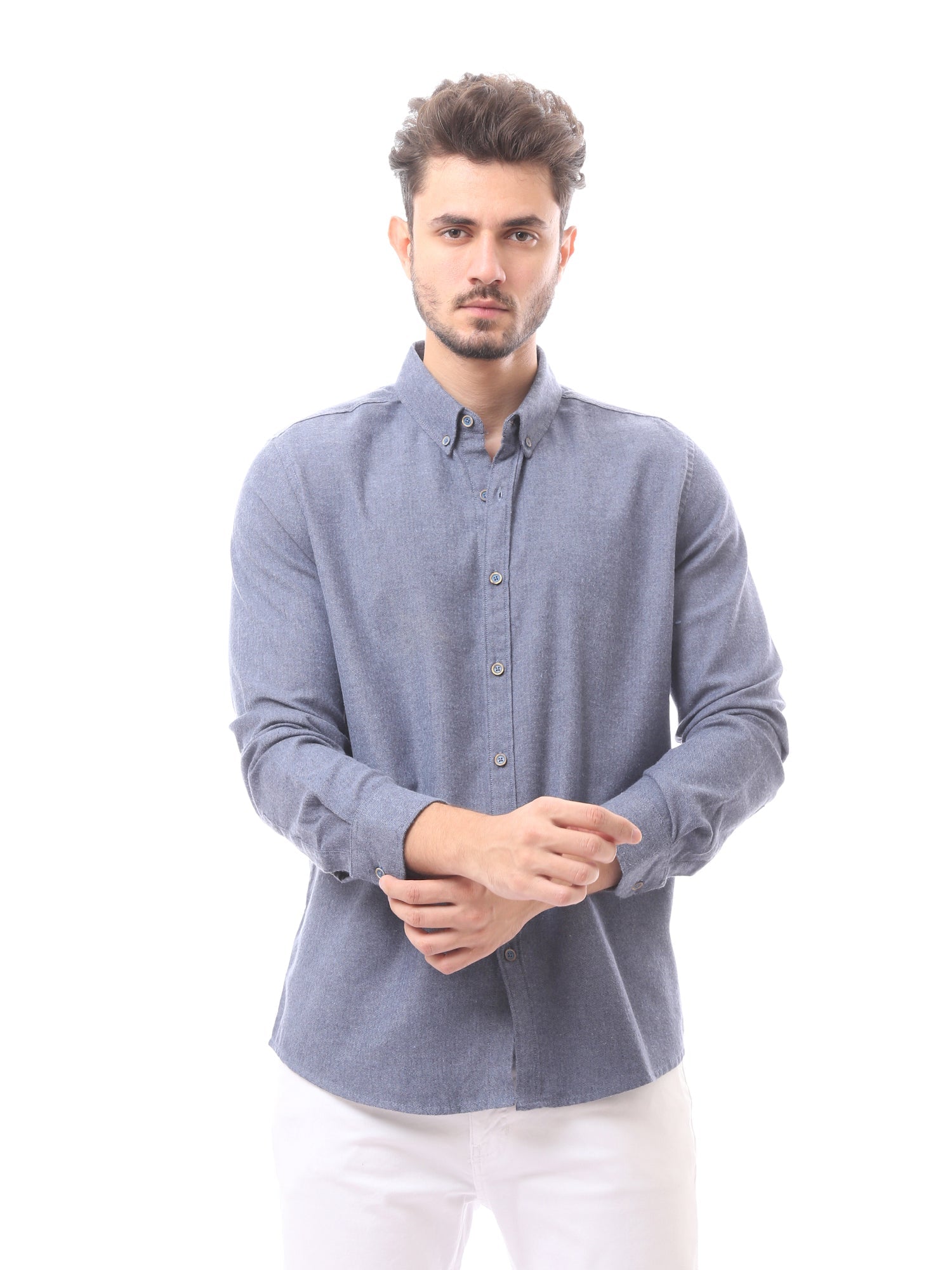 Chemise pour homme à manches longues avec boutons avant - FSH23APCR19814TM1