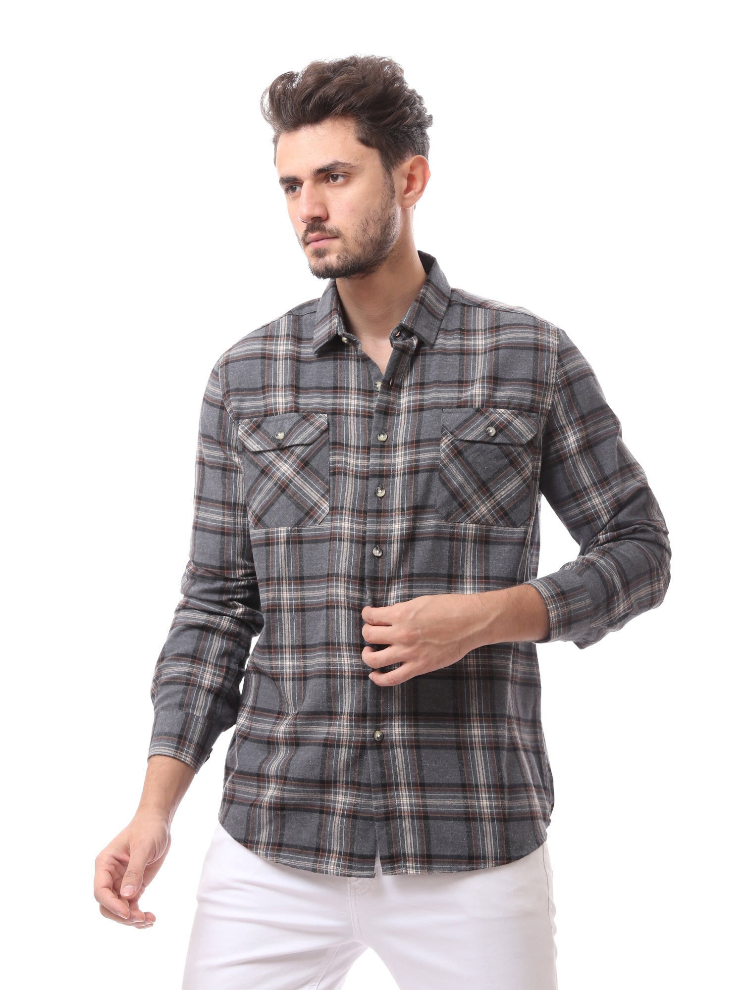 Chemise pour homme à carreaux à manches longues - FSH23GCCR19777TM1