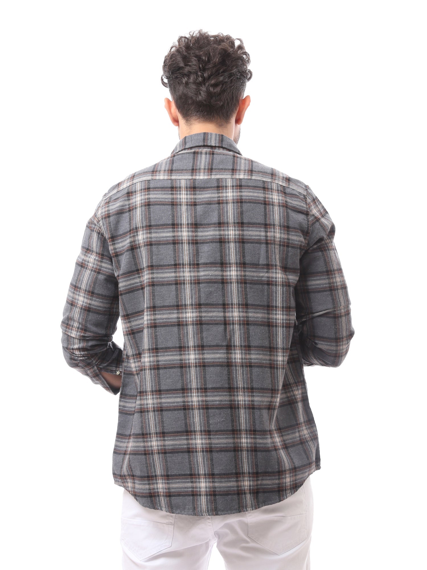 قميص رجالي كاروهات بأكمام طويلة -FSH23GCCR19777TM1