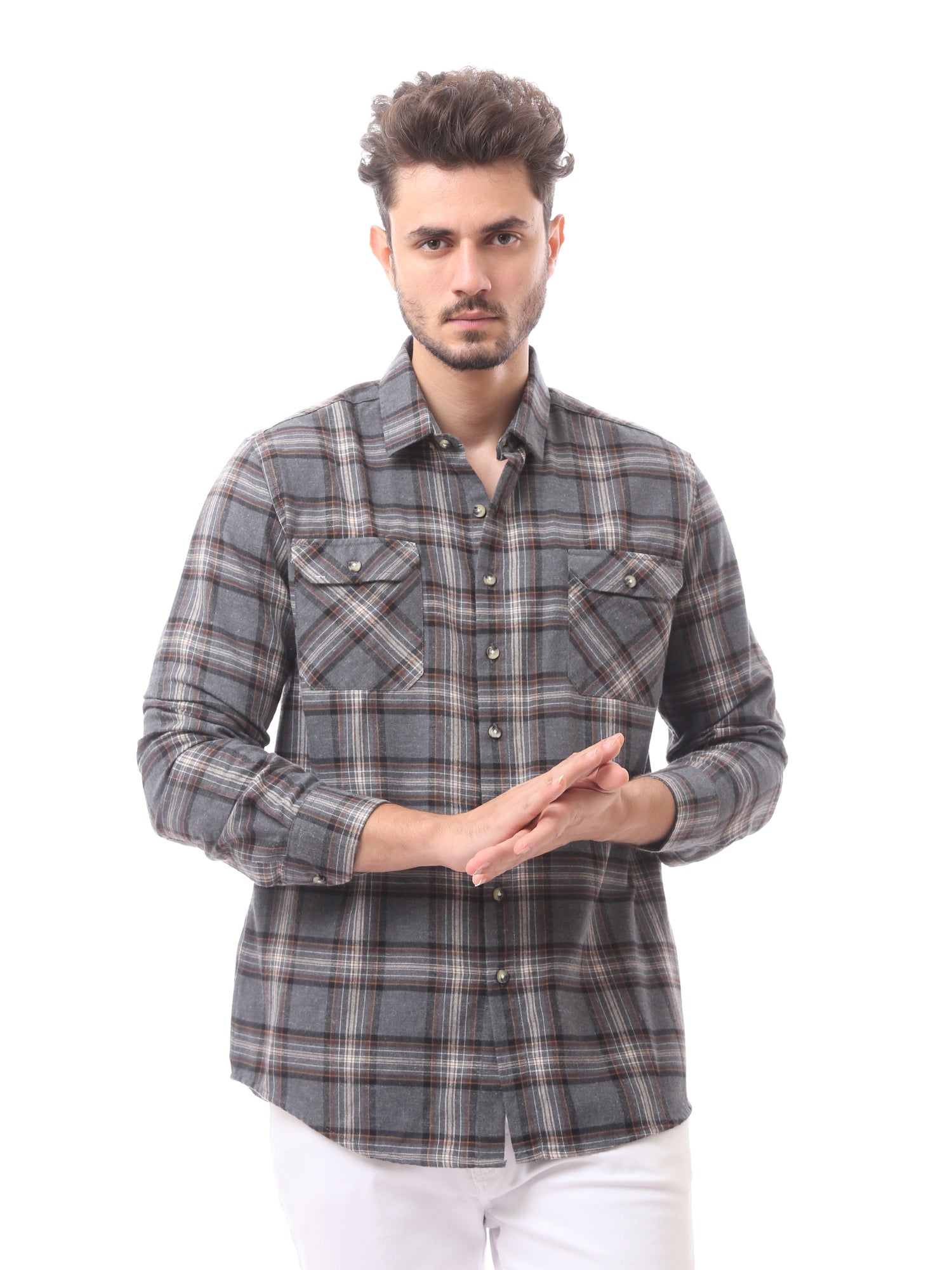 Chemise pour homme à carreaux à manches longues - FSH23GCCR19777TM1