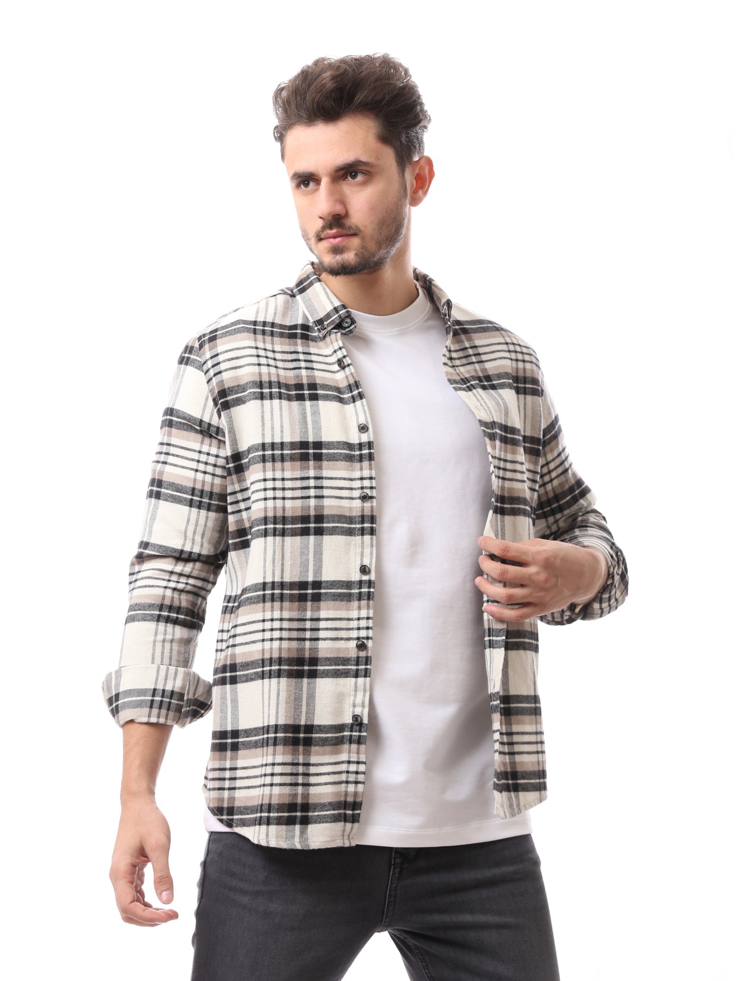 Chemise pour homme à carreaux à manches longues – Design moderne et confortable – FSH23GCCR19815TM1