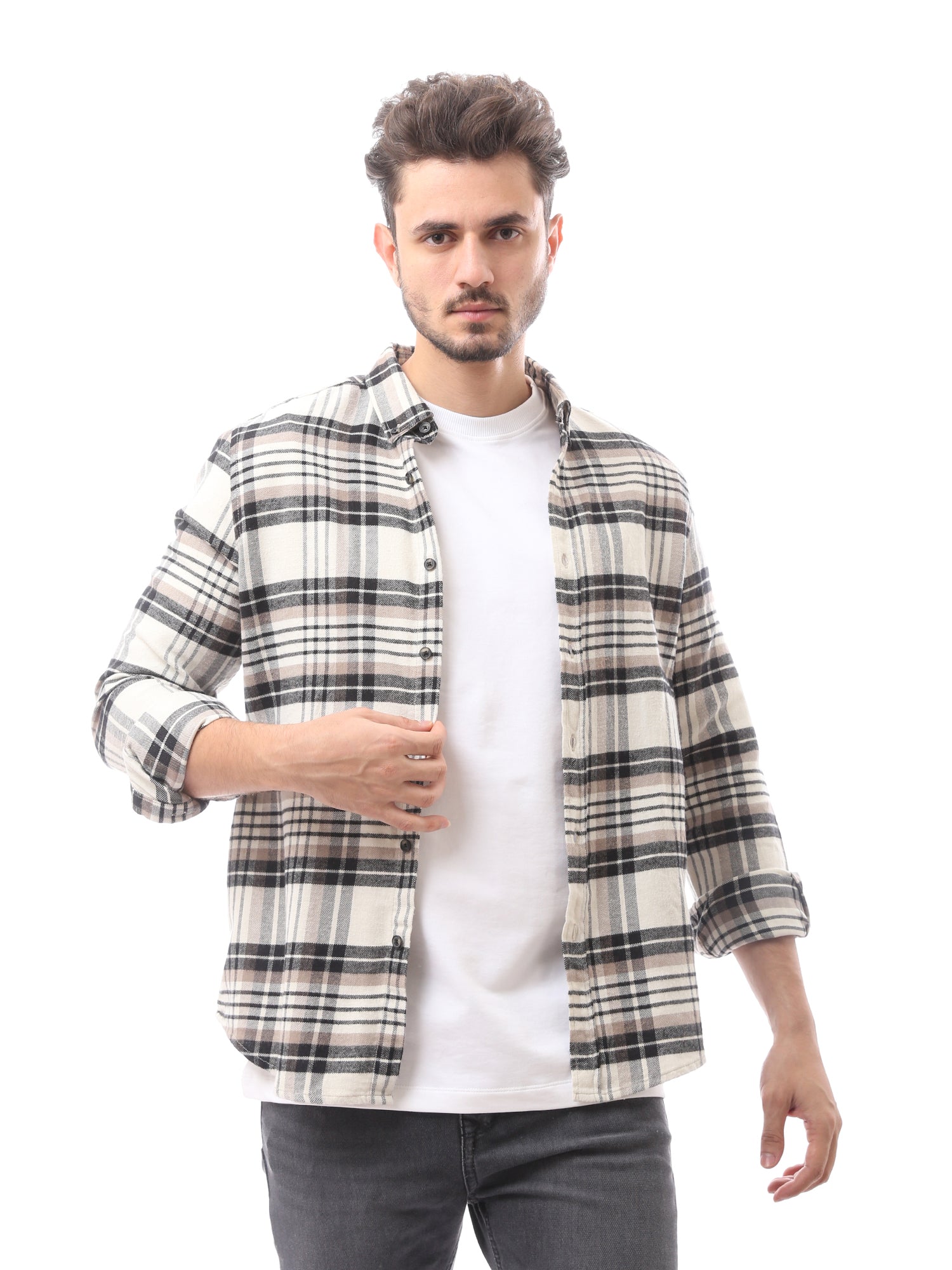 Chemise Homme à Carreaux - Design Moderne avec Boutons et Manches Longues -FSH23GCCR19815TM1