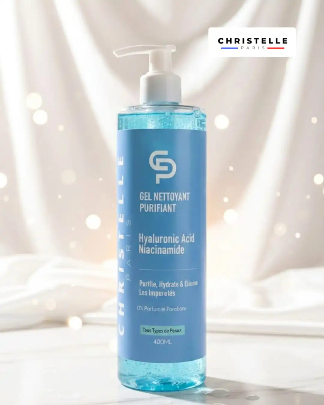 Gel Nettoyant Purifiant hydratant acide hyaluronique, niacinamide, sans parfum, sans paraben, pour le visage, 400 ml