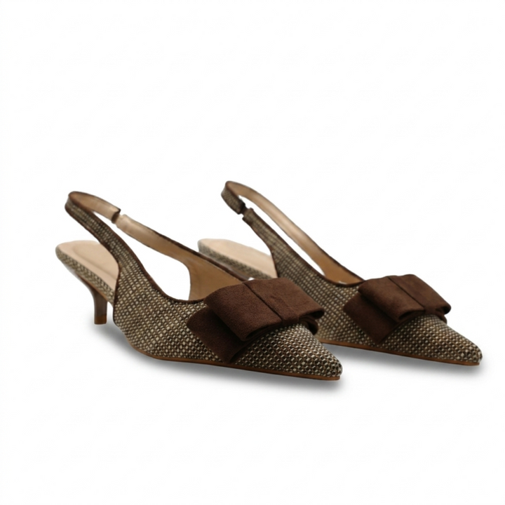 Escarpins Slingback Femme à Petit Talon avec Nœud Élégant