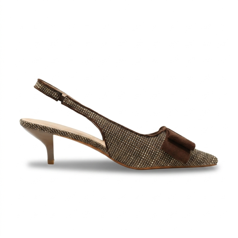 Escarpins Slingback Femme à Petit Talon avec Nœud Élégant