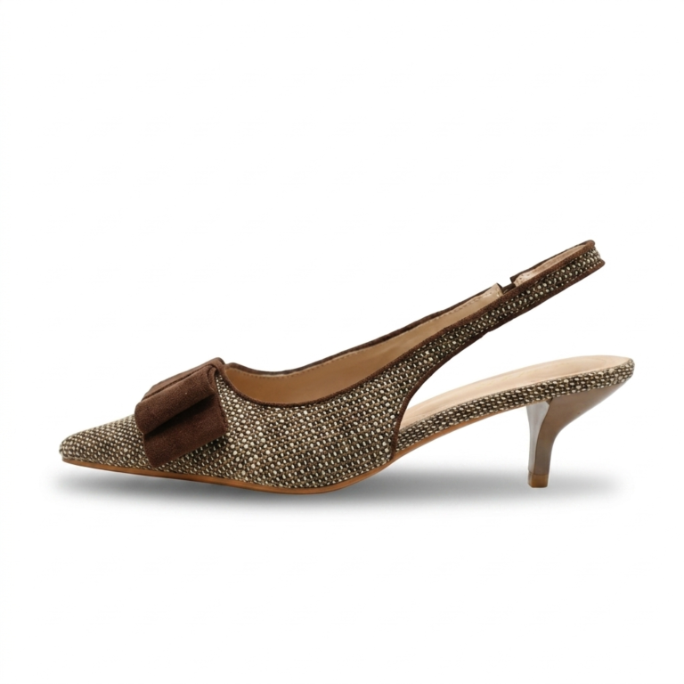 Escarpins Slingback Femme à Petit Talon avec Nœud Élégant
