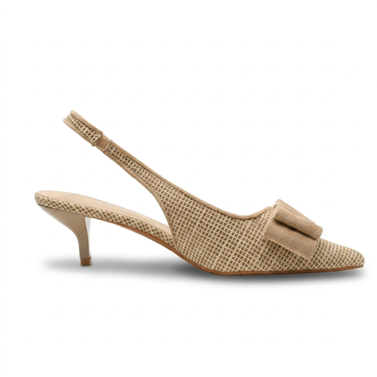 Escarpins Slingback Femme à Petit Talon avec Nœud Élégant