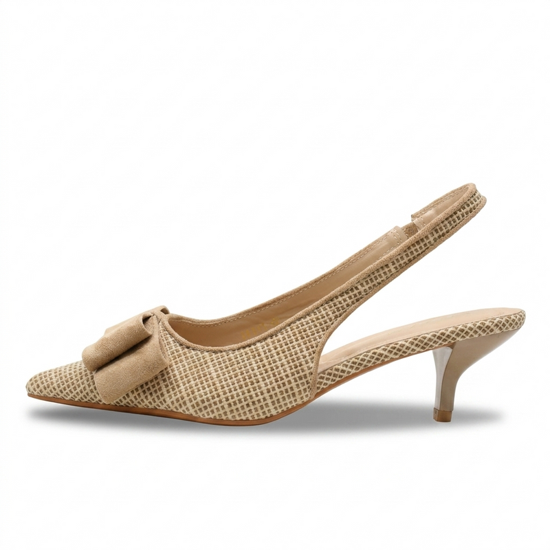 Escarpins Slingback Femme à Petit Talon avec Nœud Élégant