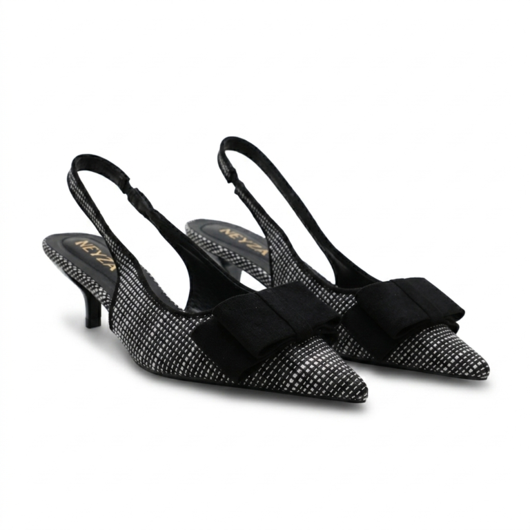 Escarpins Slingback Femme à Petit Talon avec Nœud Élégant