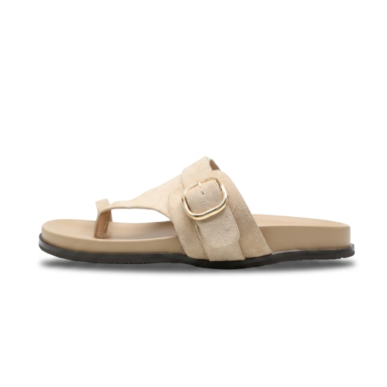 Mules Femme Entredoigt Anatomiques à Boucle Dorée Confortables