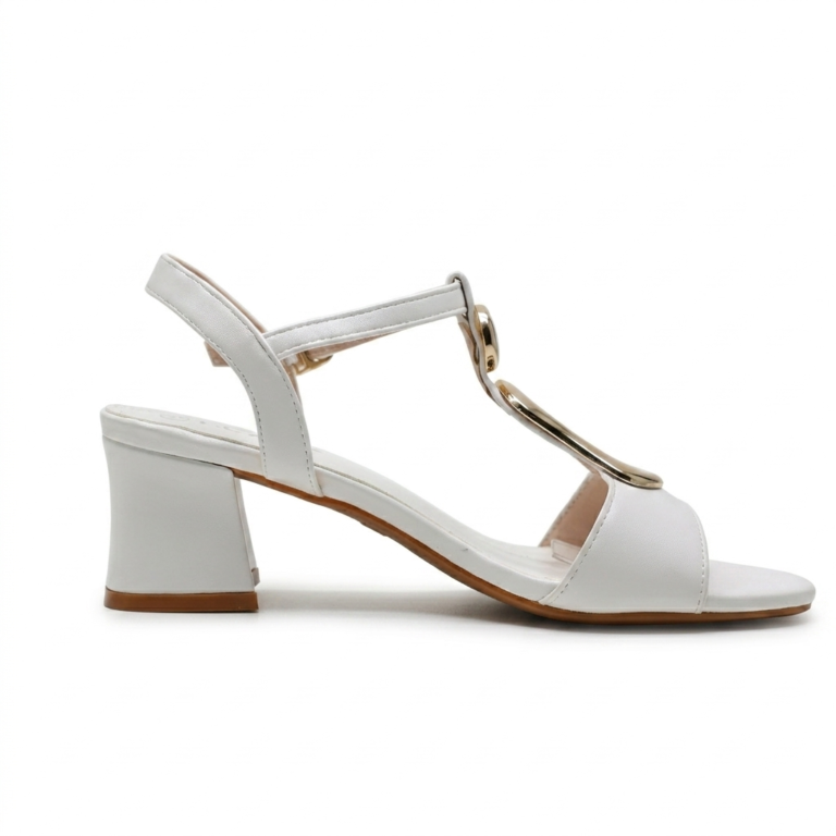 Sandales Femme à Talon Carré avec Maillon Doré Élégant