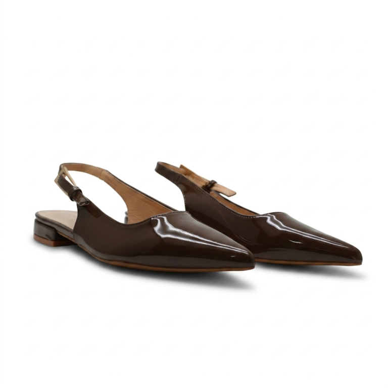 Ballerines Slingback Femme Vernies à Bout Pointu Élégantes