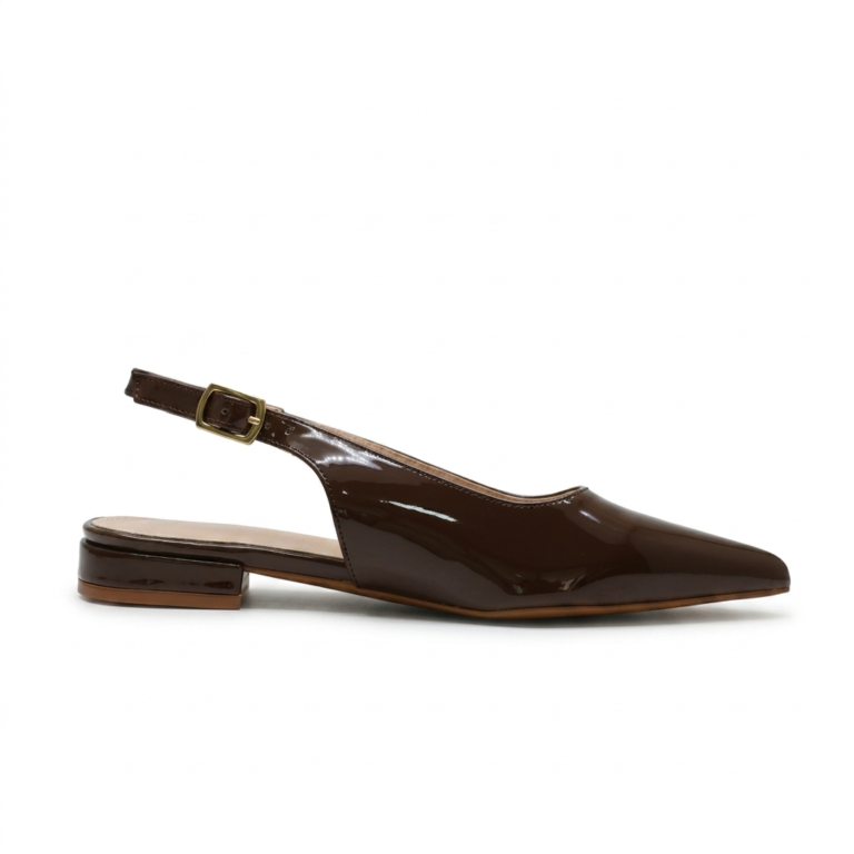Ballerines Slingback Femme Vernies à Bout Pointu Élégantes