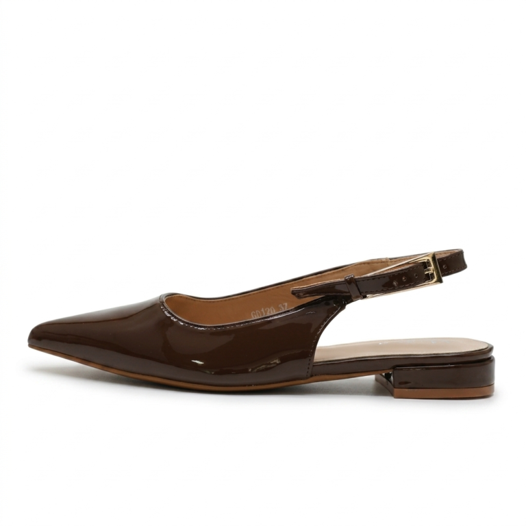 Ballerines Slingback Femme Vernies à Bout Pointu Élégantes
