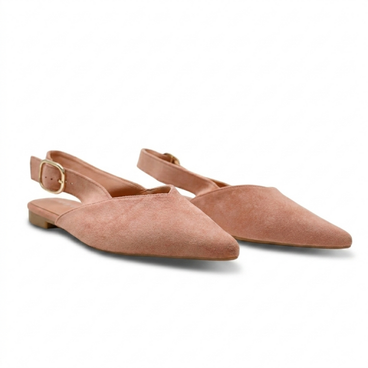 Ballerines Slingback Femme en Suédine à Bout Pointu Élégantes