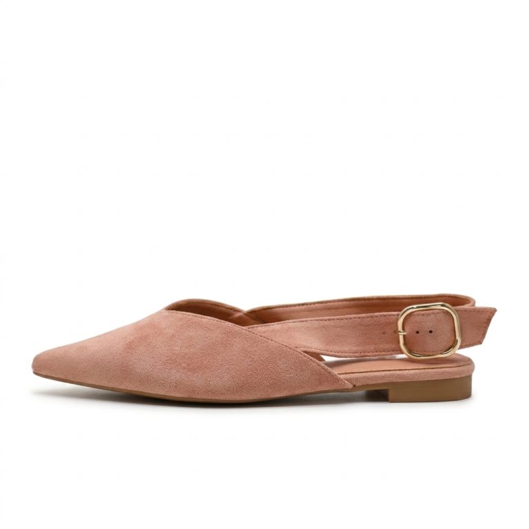 Ballerines Slingback Femme en Suédine à Bout Pointu Élégantes