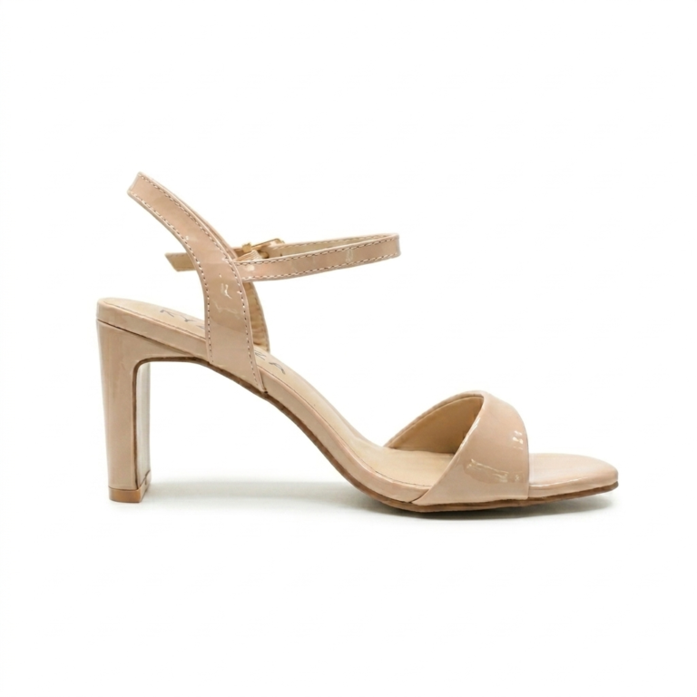 Sandales Femme Vernies à Talon Carré et Bride Cheville