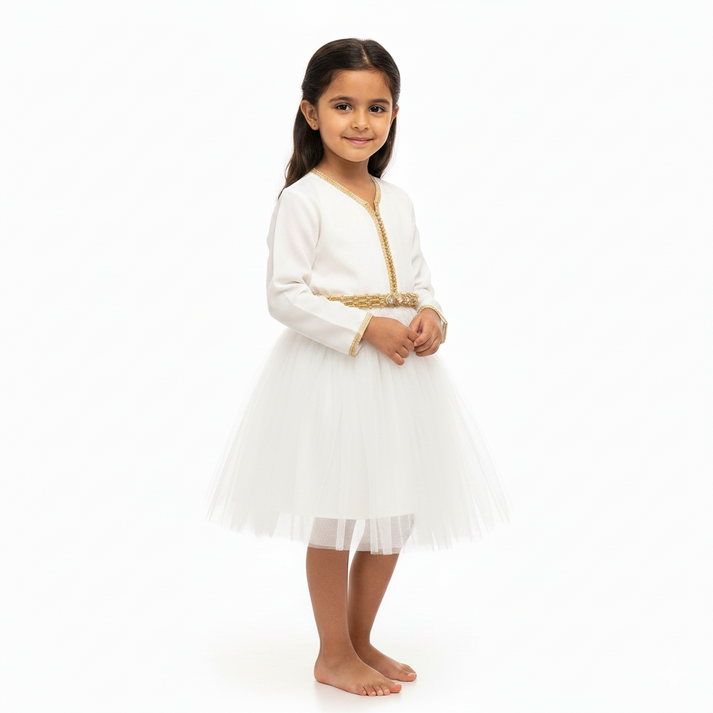 Caftan - Blanc crème pour fille