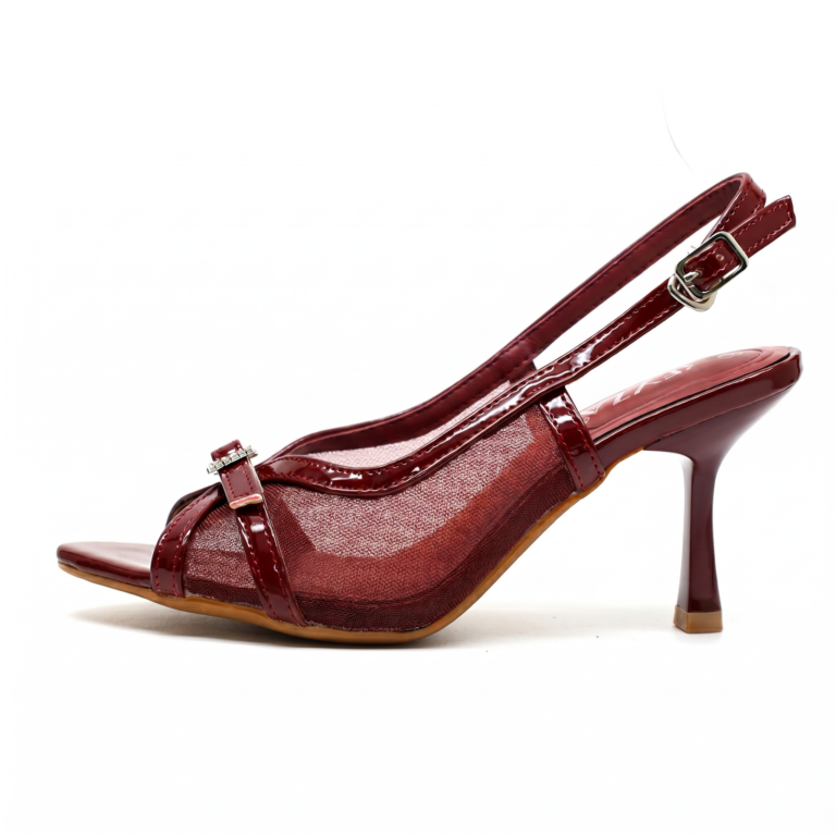 Escarpins Slingback Femme en Mesh à Talon avec Strass Élégants