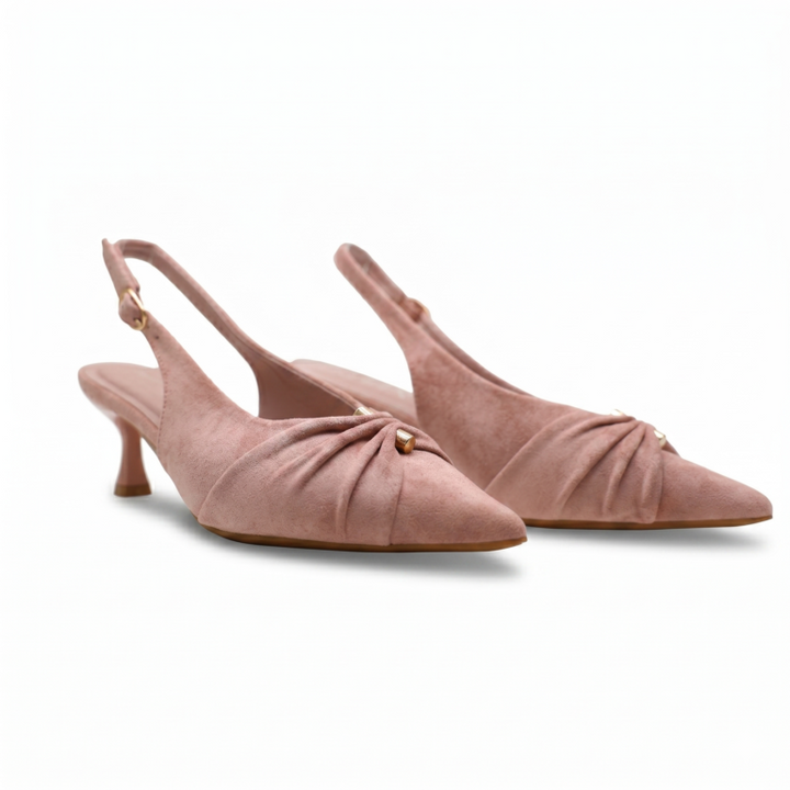Escarpins Slingback Femme en Suédine à Petit Talon Élégant
