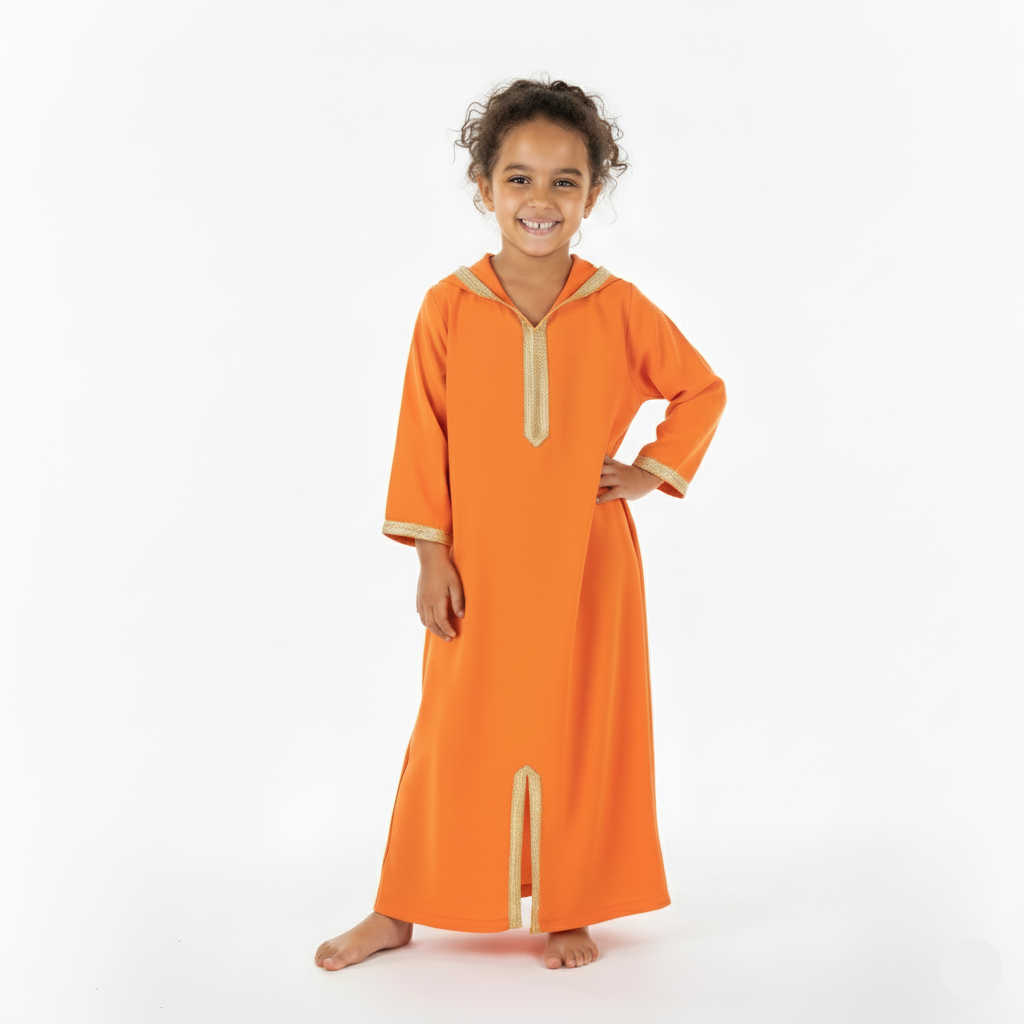 Jellaba Orange mango pour fille