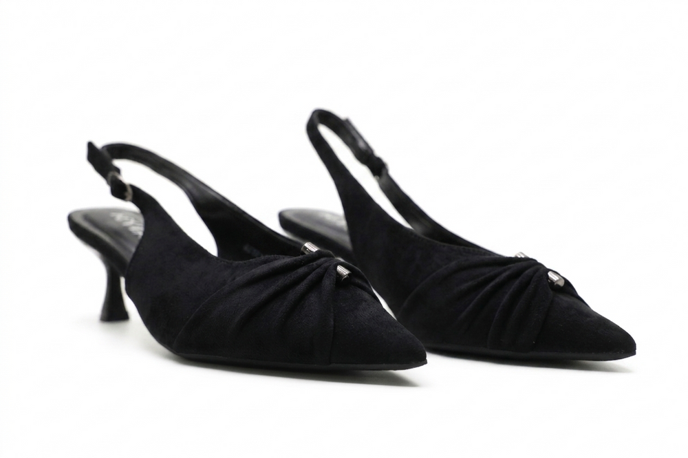 Escarpins Slingback Femme en Suédine à Petit Talon Élégant