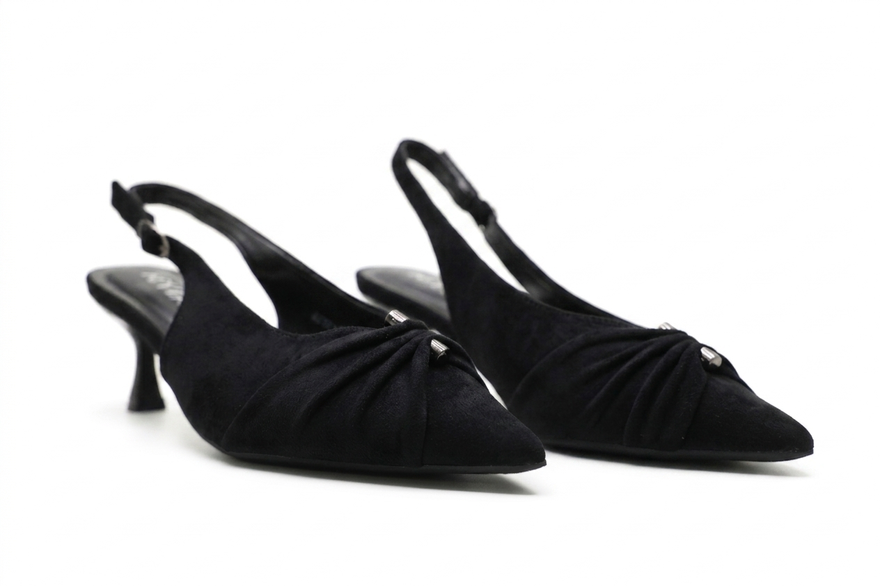 Escarpins Slingback Femme en Suédine à Petit Talon Élégant