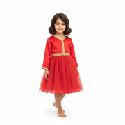 Caftan - Rouge à pois pour fille