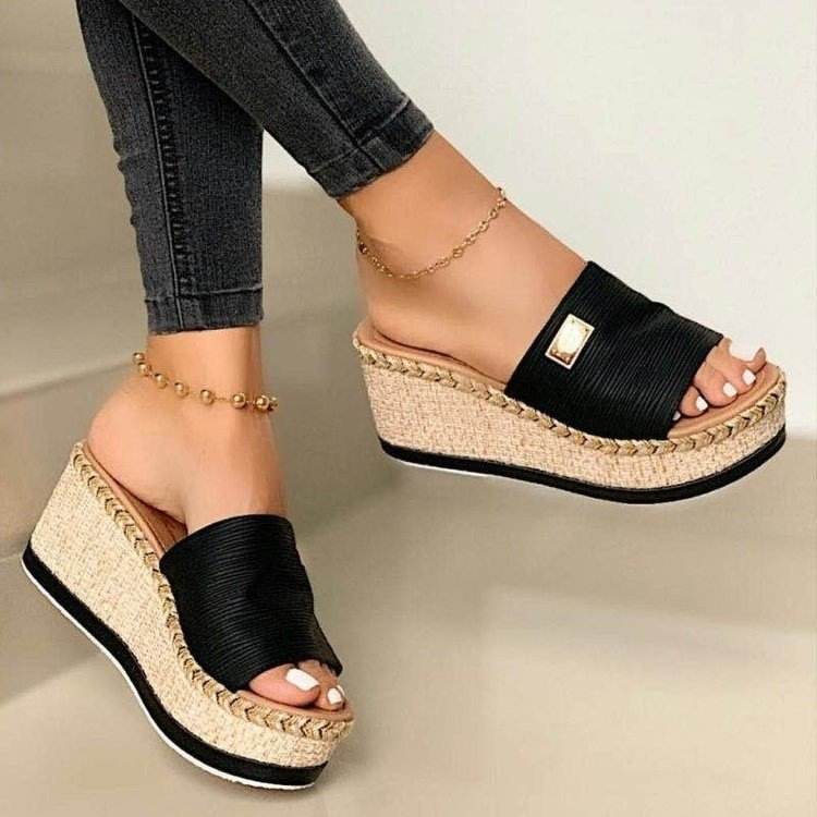 Sandales Compensées Femme à Talon Haut – Semelle Épaisse Confortable