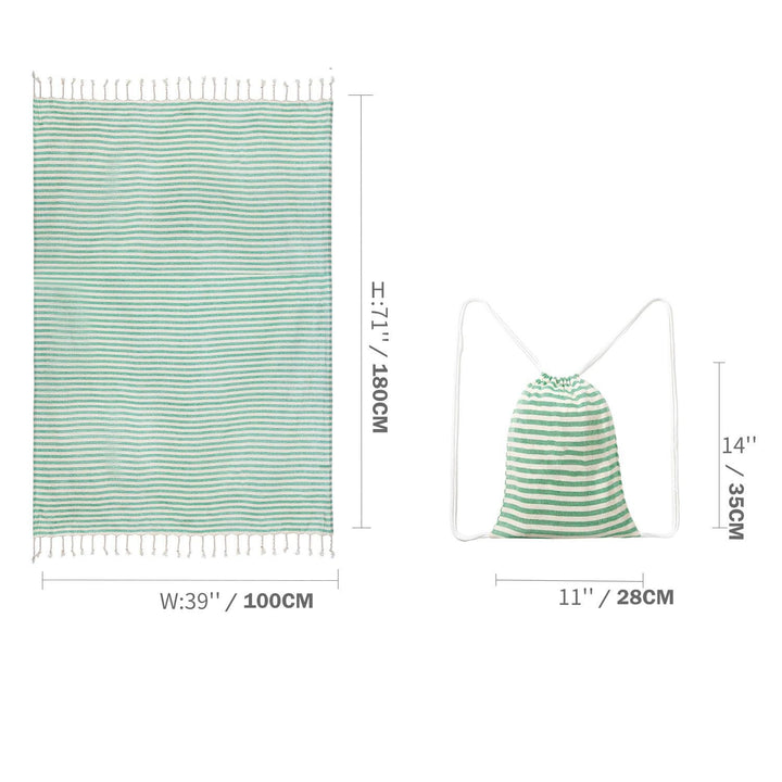 Serviette plage coton turc 100x180 cm avec sac