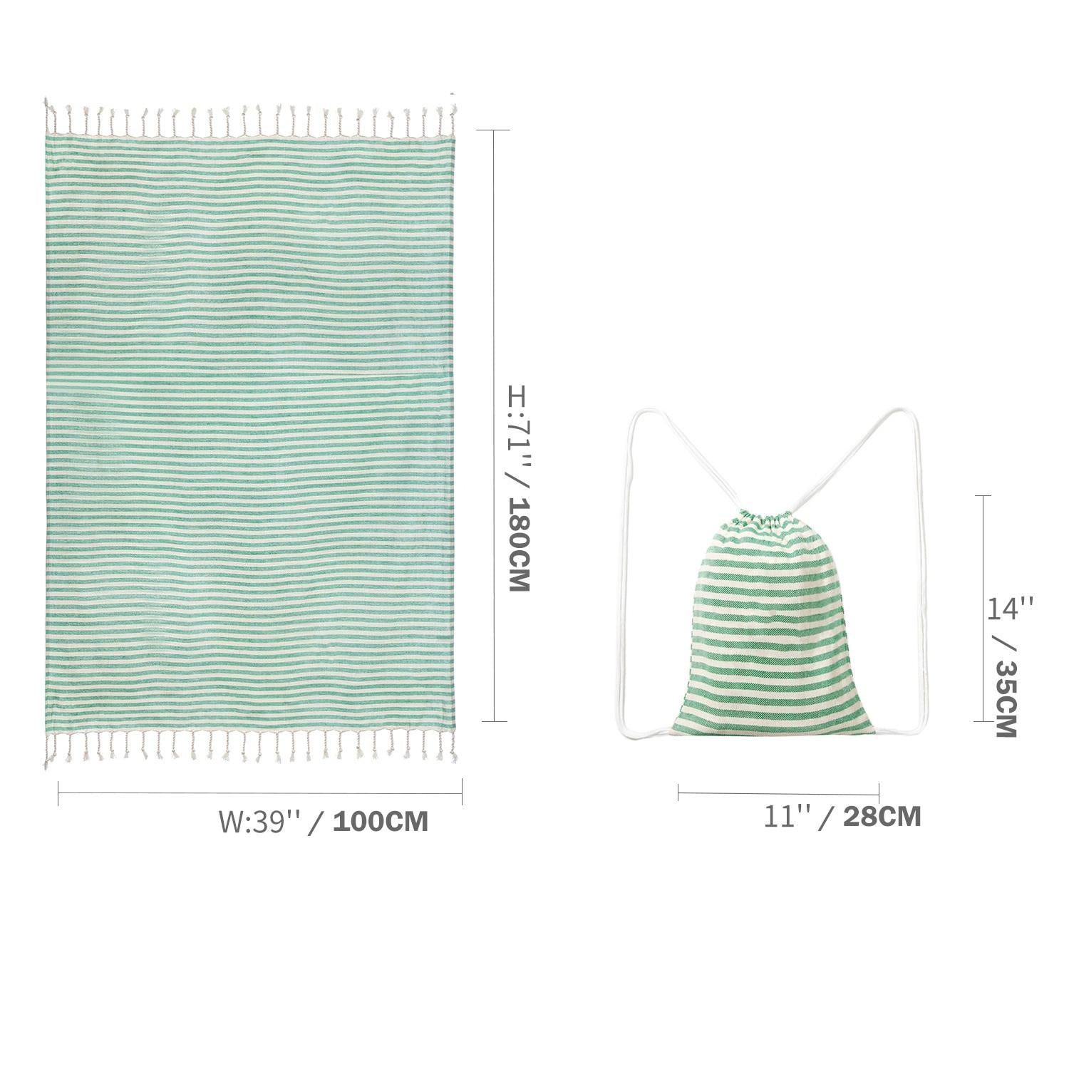 Serviette plage coton turc 100x180 cm avec sac