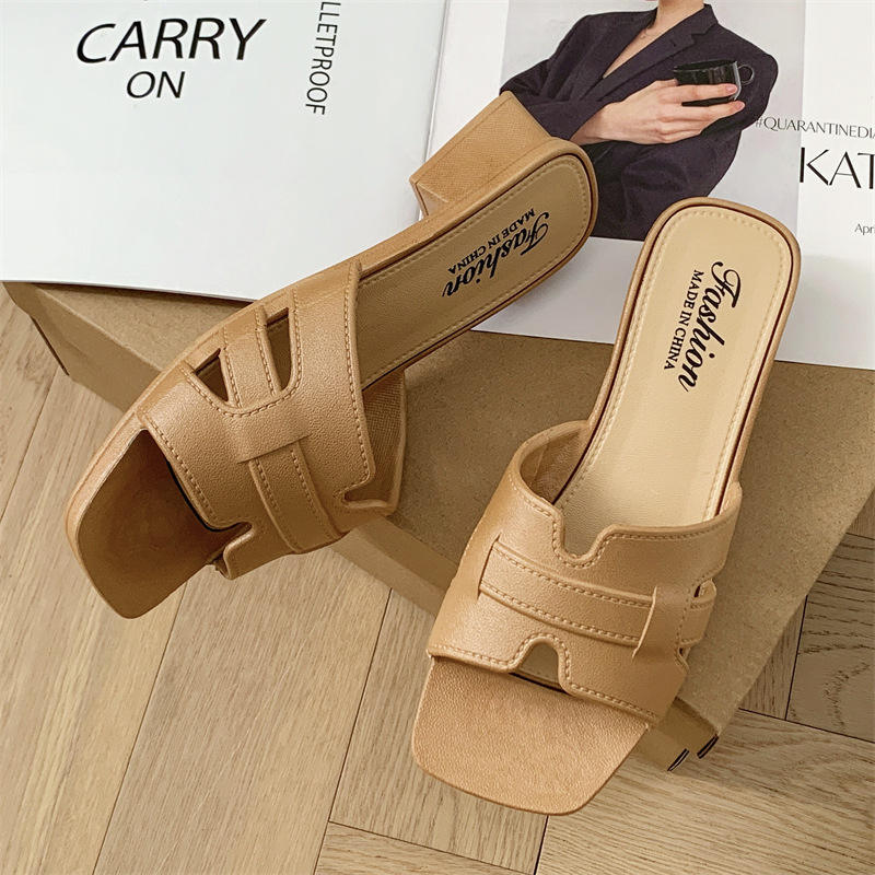 Sandales Mule Femme à Talon Mi-Hauteur – Claquettes Élégantes Été