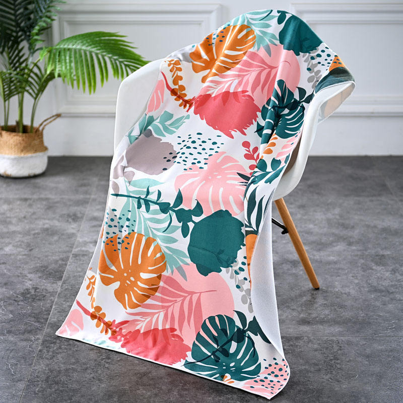 Serviette plage microfibre pliable 2 en 1 anti-sable