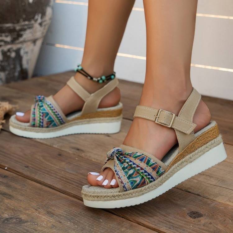 Sandales Compensées à Plateforme pour Femme avec Boucle – Style Européen Tendance