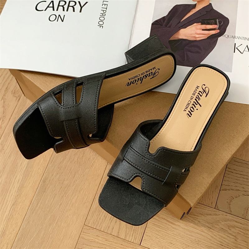 Sandales Mule Femme à Talon Mi-Hauteur – Claquettes Élégantes Été