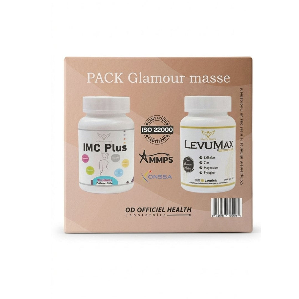 HEALTH POWER PACK Glamour masse IMC Plus 90 Gelules + LevuMax 360 Comprimes
