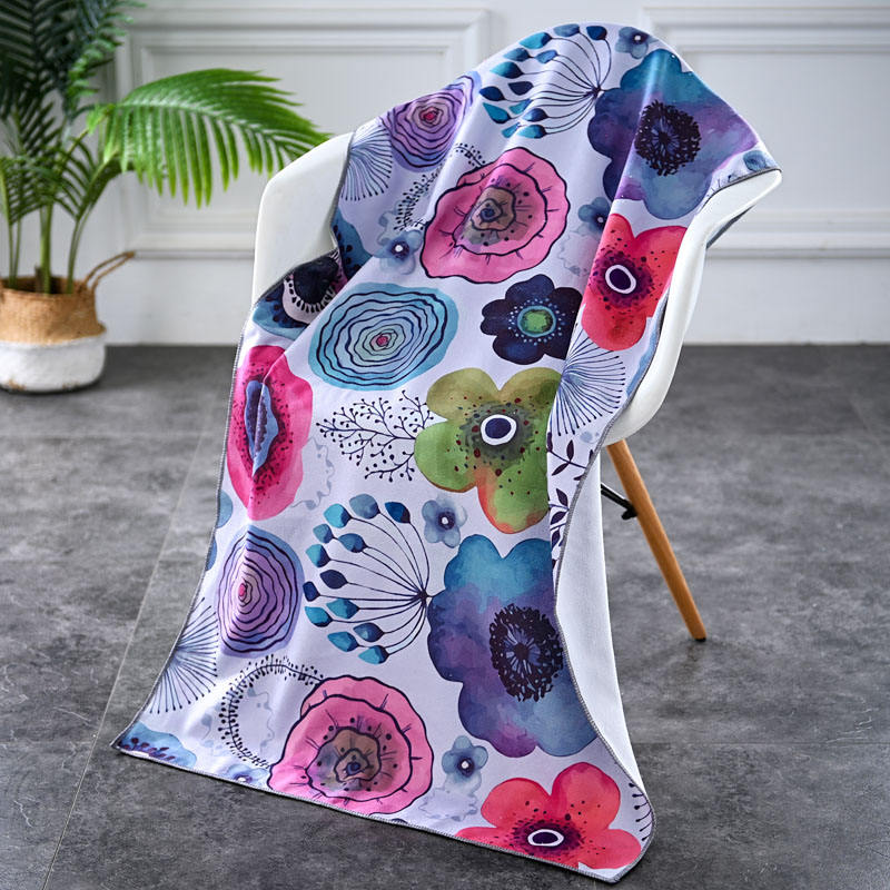 Serviette plage microfibre pliable 2 en 1 anti-sable