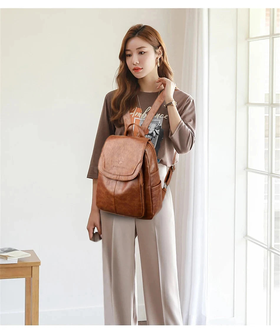 Genuine Women Leather Backpack Fashion Female Shoulder Bag Sac a Dos Ladies Bagpack Mochilas School Bags For Teenage Girls 2024 MU Group
