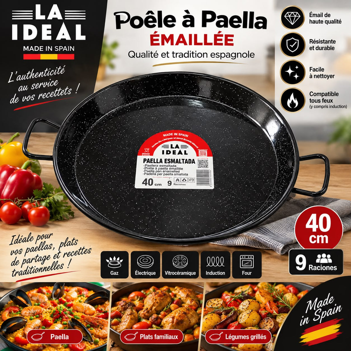 POELLE PAELLA LA IDEAL 40CM