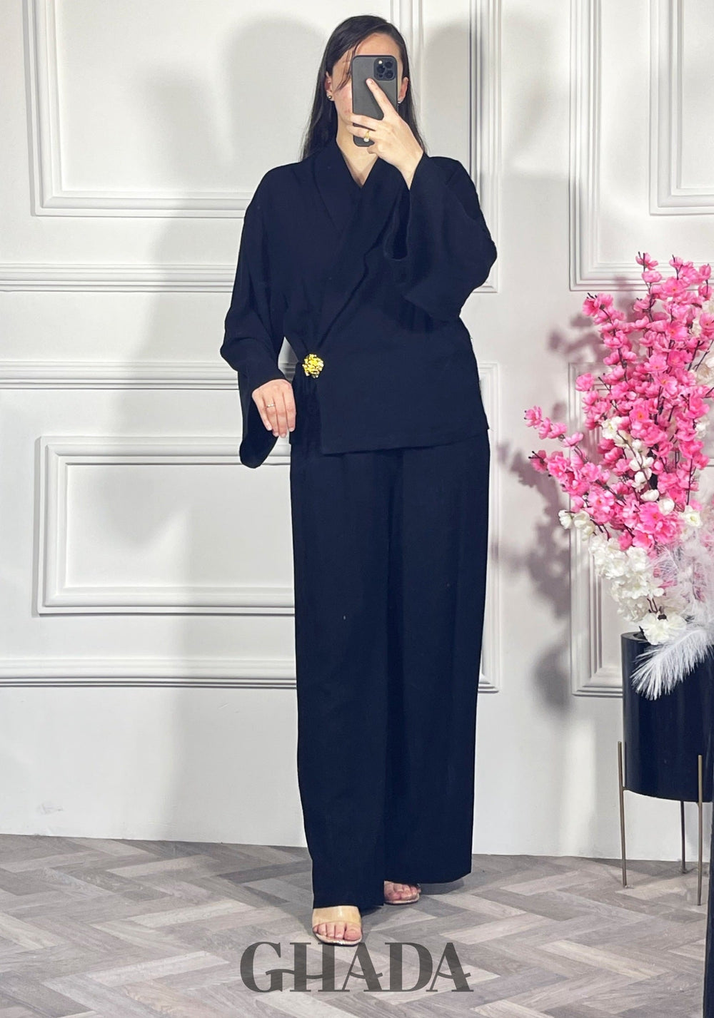 Ensemble avec pantalon en lin - Noir