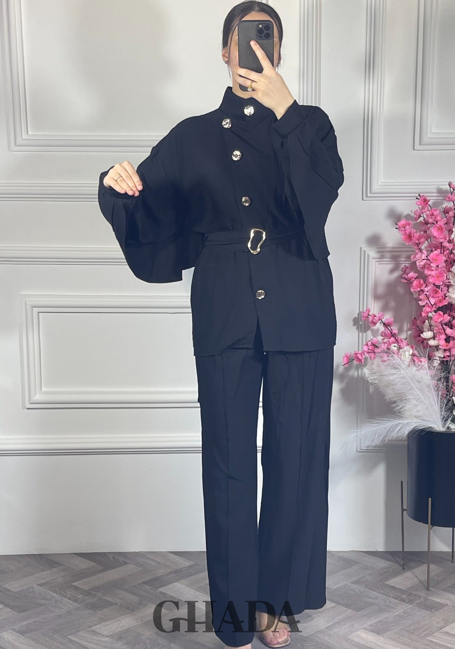 Ensemble avec pantalon - Noir vue de dos - ensemble femme - GHADA FASHION