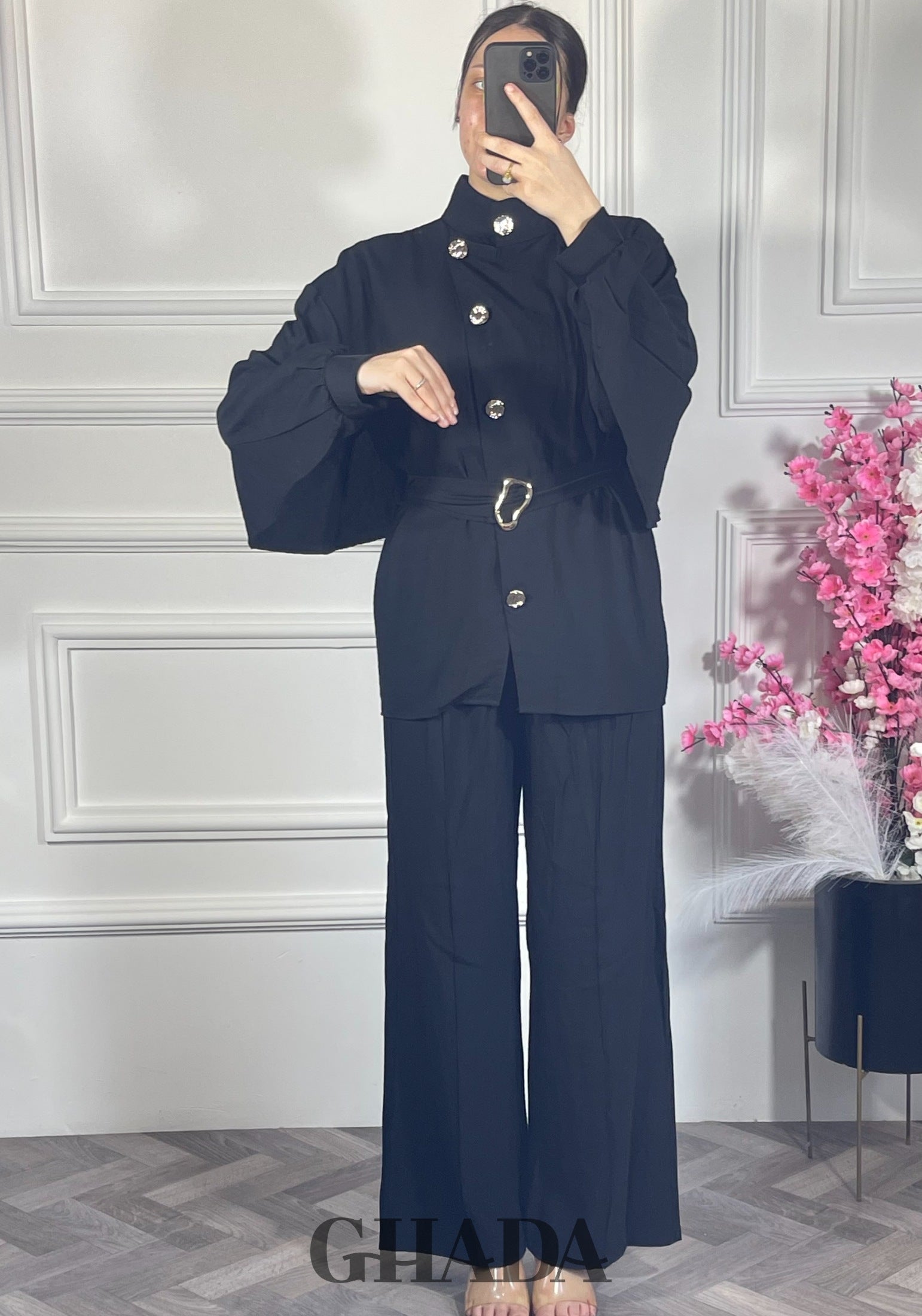 Ensemble avec pantalon - Noir vue complète - ensemble femme - GHADA FASHION