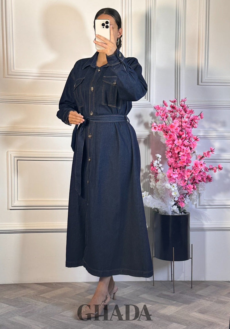 Robe en denim  - Bleu foncé