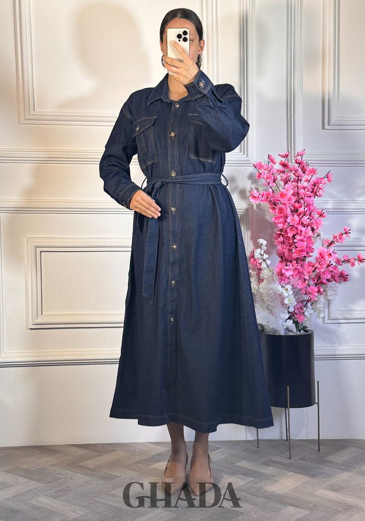 Robe en denim  - Bleu foncé