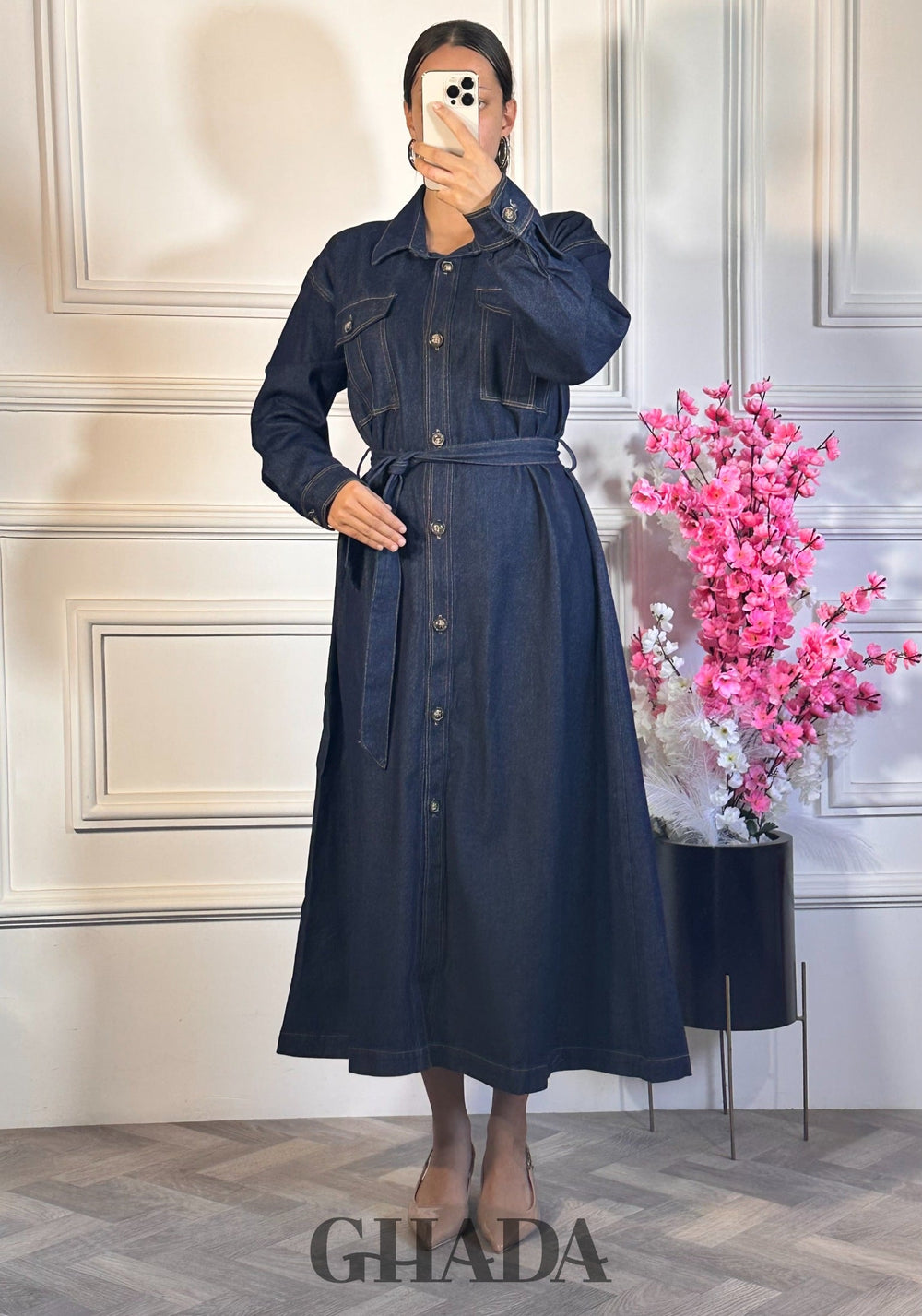 Robe en denim  - Bleu foncé