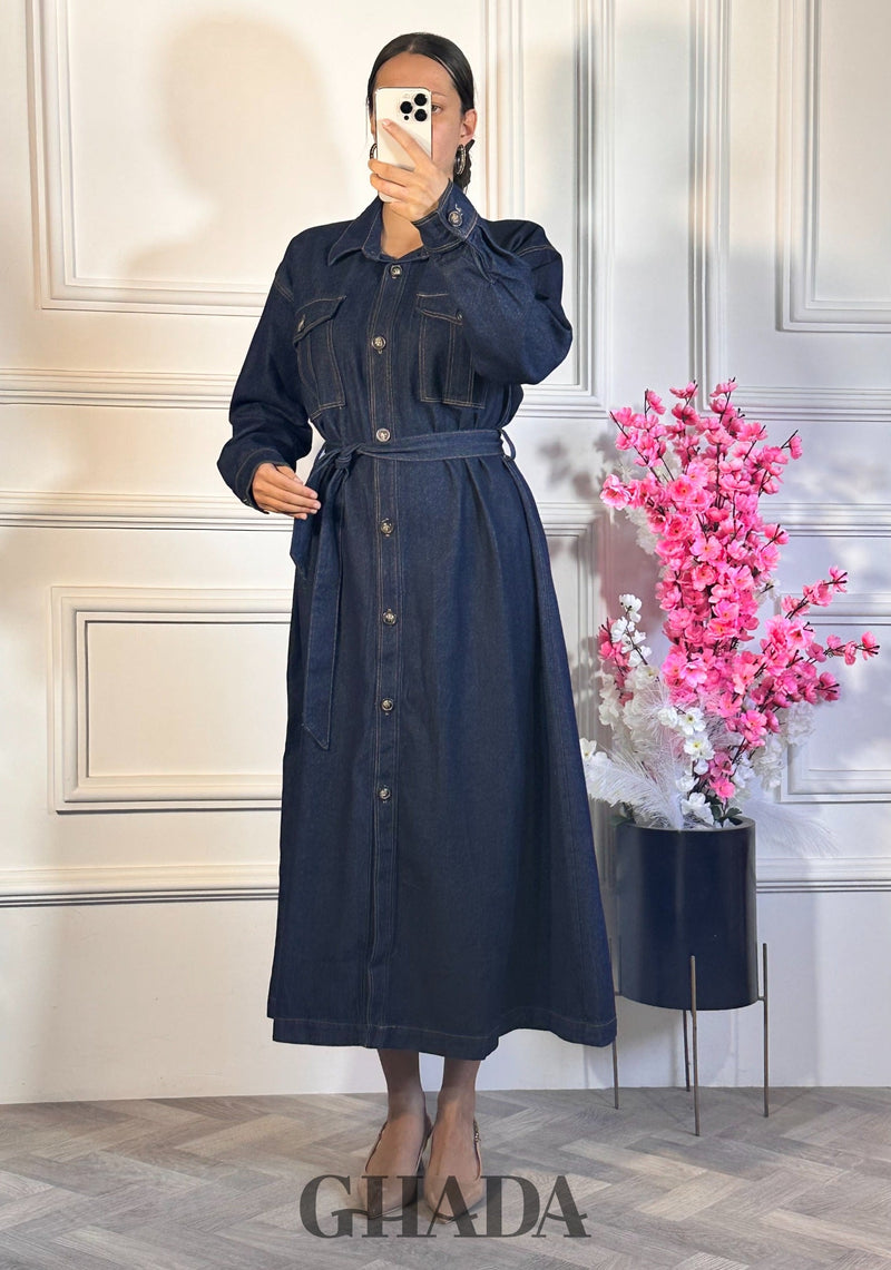 Robe en denim  - Bleu foncé