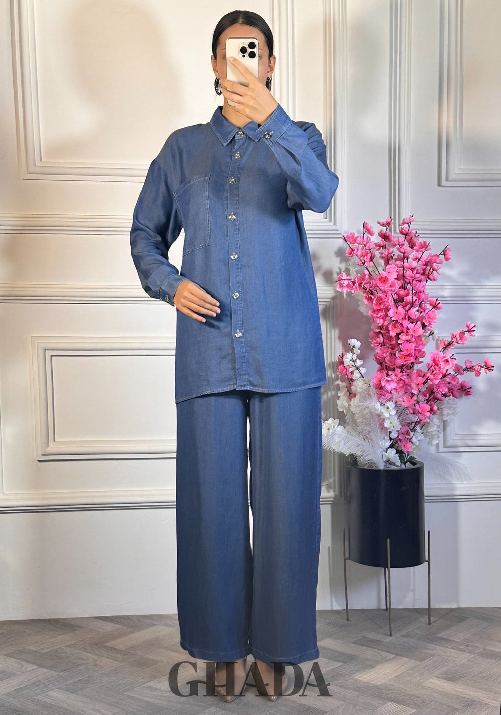 Ensemble chemise et pantalon  - Bleu Jean