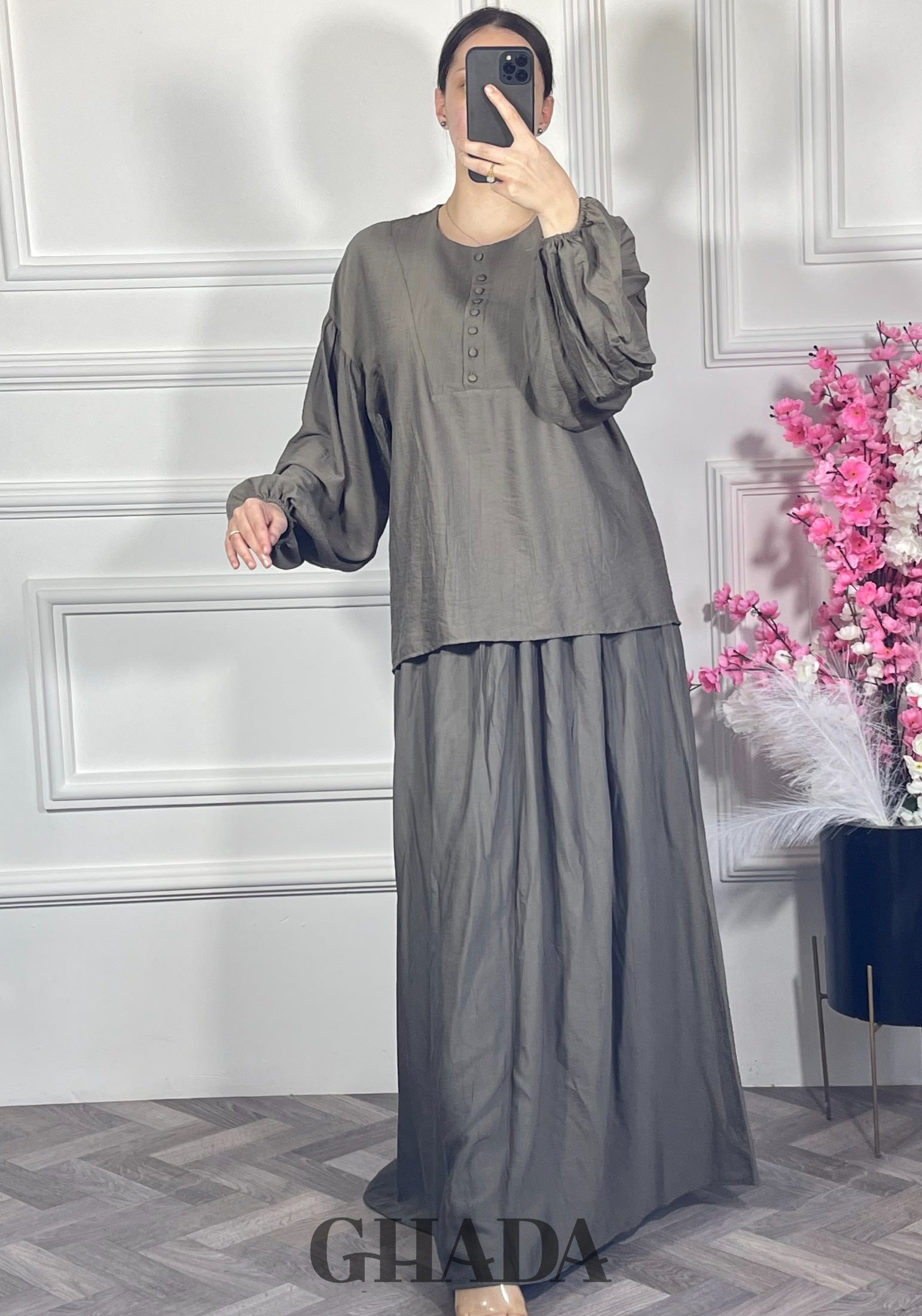 Ensemble avec jupe - Vert kaki vue complète - ensemble femme - GHADA FASHION