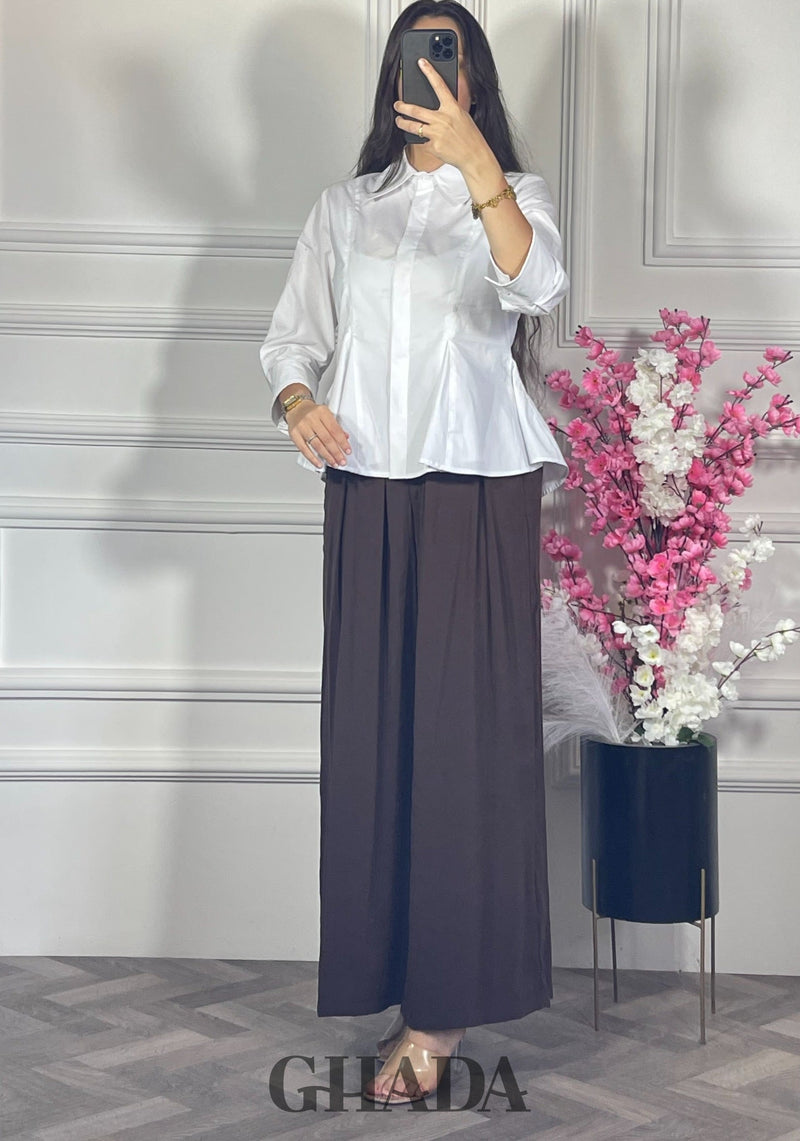 Chemise ceintrée à volants - Blanc